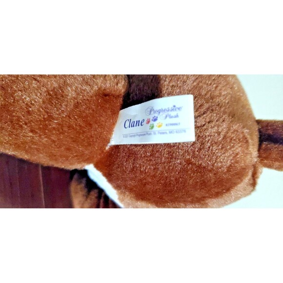 Brown & White Puppy Dog Plush Embroidered Eyes Progressive Plush Clane 10" Soft - Picture 5 of 8